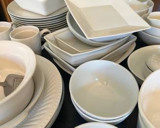 & all the white dishes