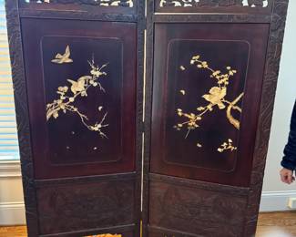 Antique Wood 2 panel screen