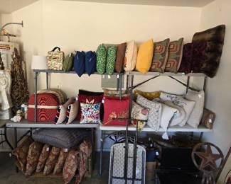 Many decorative pillows