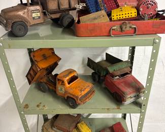Vintage steel toy trucks and parts