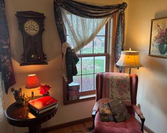 VIntage clock and occasional chair