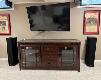 66 inch entertainment console and 55 inch TV