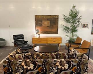 jack Lenor Larsen sofa Eames lounge chair rosewood ward Bennet chairs and Clifford Pascoe credenza