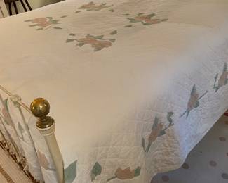 Vintage appliqué quilt, full size, some stains and wear