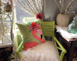 Vintage painted rattan chair, Living Room