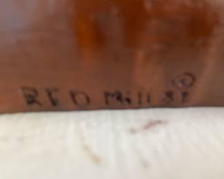Signature on sculpture