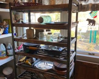 Antique drying/storage rack on casters in the Pantry
