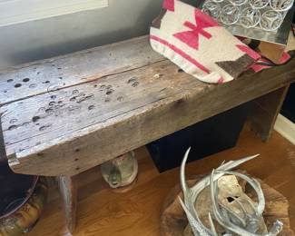 Rustic wooden bench, upstairs living room