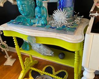 Marble top painted antique table and get your Zen On!