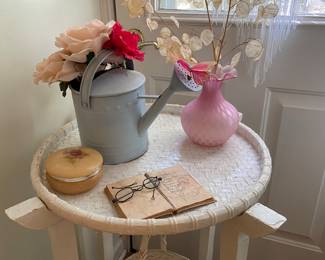 Painted table with removable tray