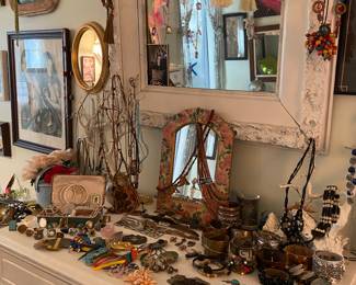 Costume jewelry, painted dresser and mirror in Bedroom #2 ( see additional photos of jewelry)