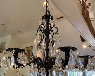 Painted jeweled wrought iron candleabra