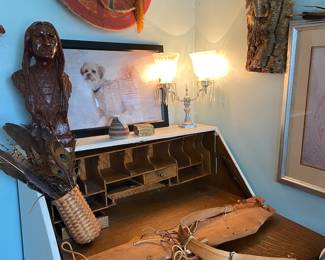 Interior of painted Secretary desk in Bedroom #1