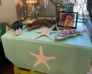 Painted double drop leaf gateleg table with Starfish design