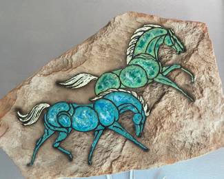 Mid-Century Modern wall plaque by Hagen Renaker from 1959-1960, rare ceramic and metal