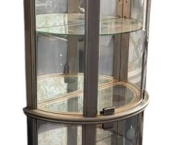 Lighted Half Round Mirrored Curio Cabinet