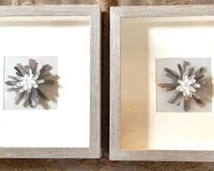35. Pair of Crystal Artwork in Shadow Box (14" x 14")