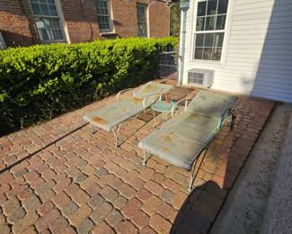 Mid-century metal mesh lounge chairs