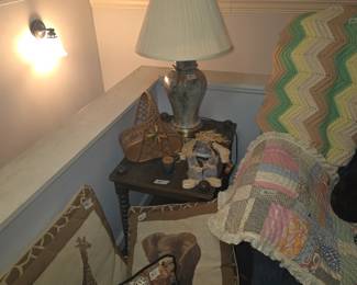 Upstairs room over garage - More pillows, small table & lamp