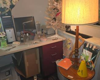 Upstairs room over garage -  Table lamp, desk, computer screen and more
