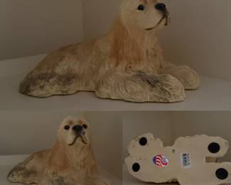 USA Sandicast large COCKER SPANIEL Buff Sculpture Dog 1990’s