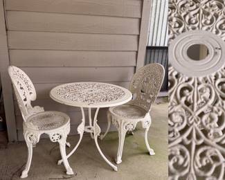 White Painted Iron 3 Pc Bistro Patio Set