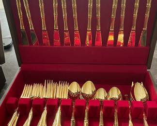 5 pc Place Setting Service for 12 Bamboo Roger’s Korea Plated Flatware Set