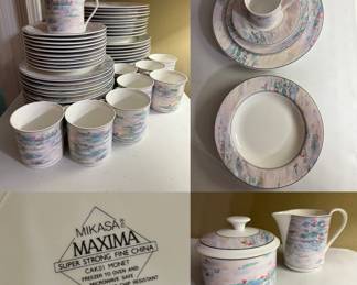Mikasa Maxima Super Strong Fine China-12 Dinner Plates, 10 Salad Bowls, 10 Bread Plates, 10 Cups/Saucers, Cream/Sugar