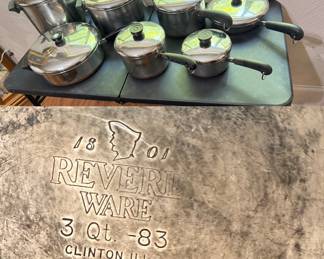 14 Pieces Revere Ware Copper Bottom Cookware