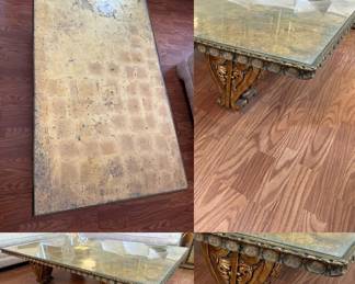 Large Hollywood Regency Gold Gilted Coffee Table 5’ x 3’ x 14-1/2” Tall