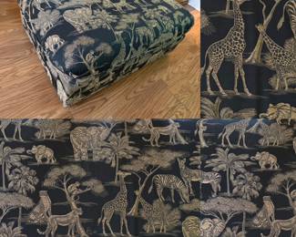 Large Rectangle Safari Motif Upholstered Ottoman