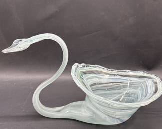 Murano-Style Art Glass Swan Vase