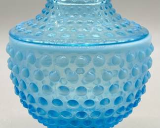 Fenton Opalescent Blue Hobnail Glass Candy Dish