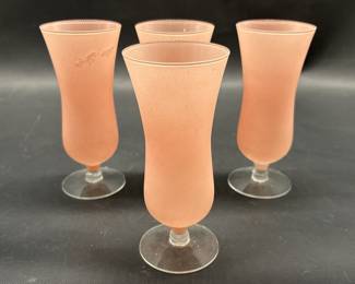 (4) Peach Opaline Glass Hurricane Vases / Glasses