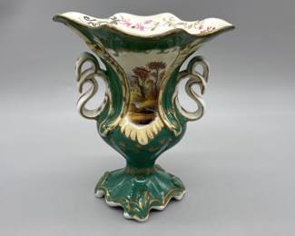 Antique English Rococo Revival Handled Mantle Vase