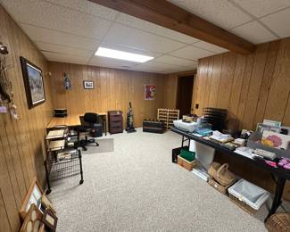 Trunk, wine rack, corner desk, Remington print