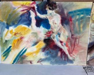 3102  2 William Firschein Original Abstract Watercolor Paintings 