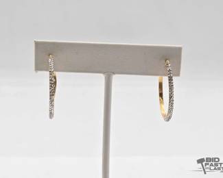 766  14k Gold and Rhinestone Earrings, 1.80g 