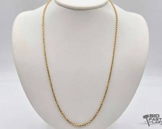 728  14k Gold Rope Necklace, 10.89g 
