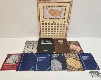 1604  10 U.S. Coin Collection Folders  50 State Quarter Collection Book 