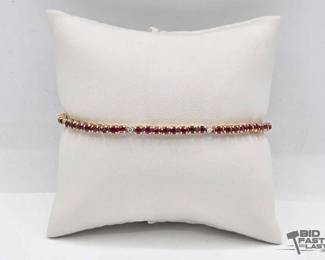 604  18k Gold Diamond  Ruby Bracelet, 9.87g 