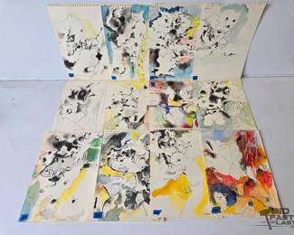 3156  12 William Firschein Paintings 