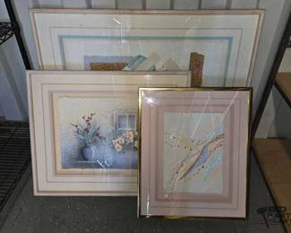 5102  3 Artist Signed Framed Textured Artworks 