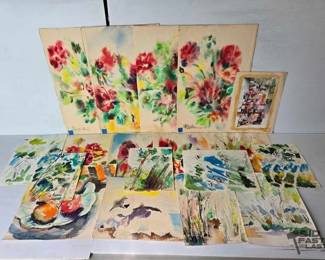 3114  18 William Firschein Water Color Paintings 