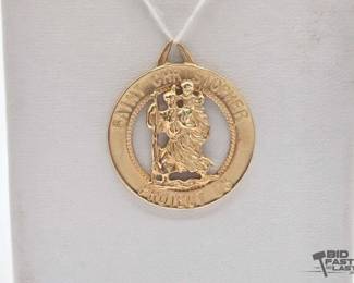 738  14k Gold Saint Christopher Pendant, 4.76g 