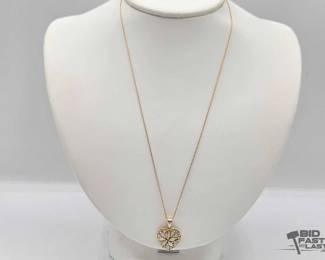 760  14k Gold Necklace with Opal Heart Pendant, 3.38g 