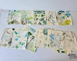 3154  37 William Firschein Watercolor Paintings 