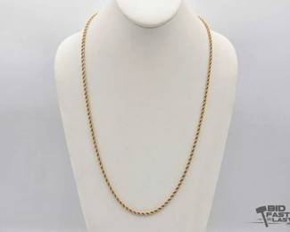 718  14k Gold Twisted Rope Chain Necklace, 23.84g 