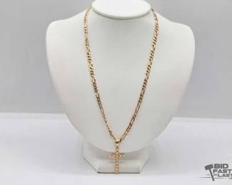 710  14k Gold Chain with Cross Pendant, 17.16g 
