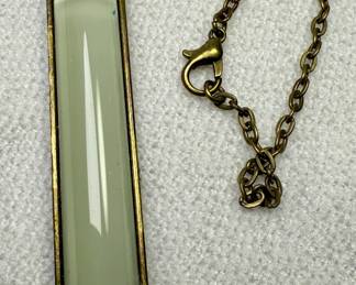 Vintage gold plated jade pendant necklace